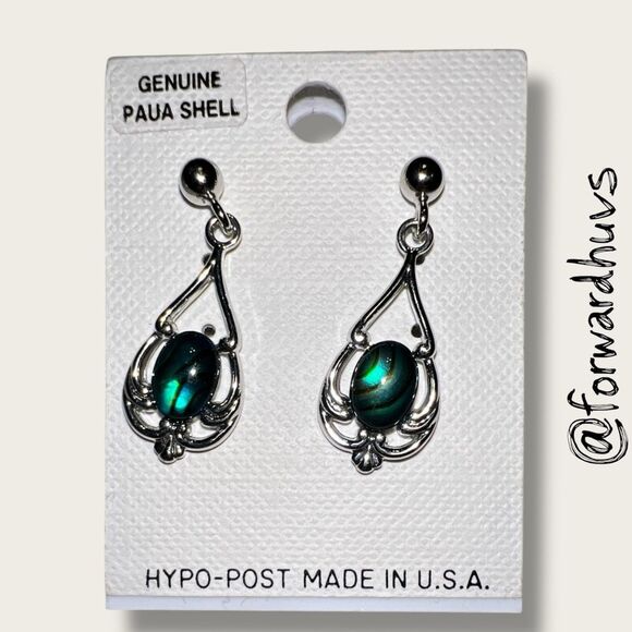 Bohemian Teardrop Earrings – Genuine Paua Shell - Picture 3 of 11
